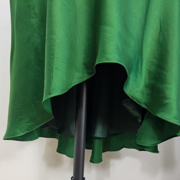 Cache Prom Dress Midi Gown 2 Green Silk Vintage Y2K Glam Bead Holiday Halter - Picture 7 of 14